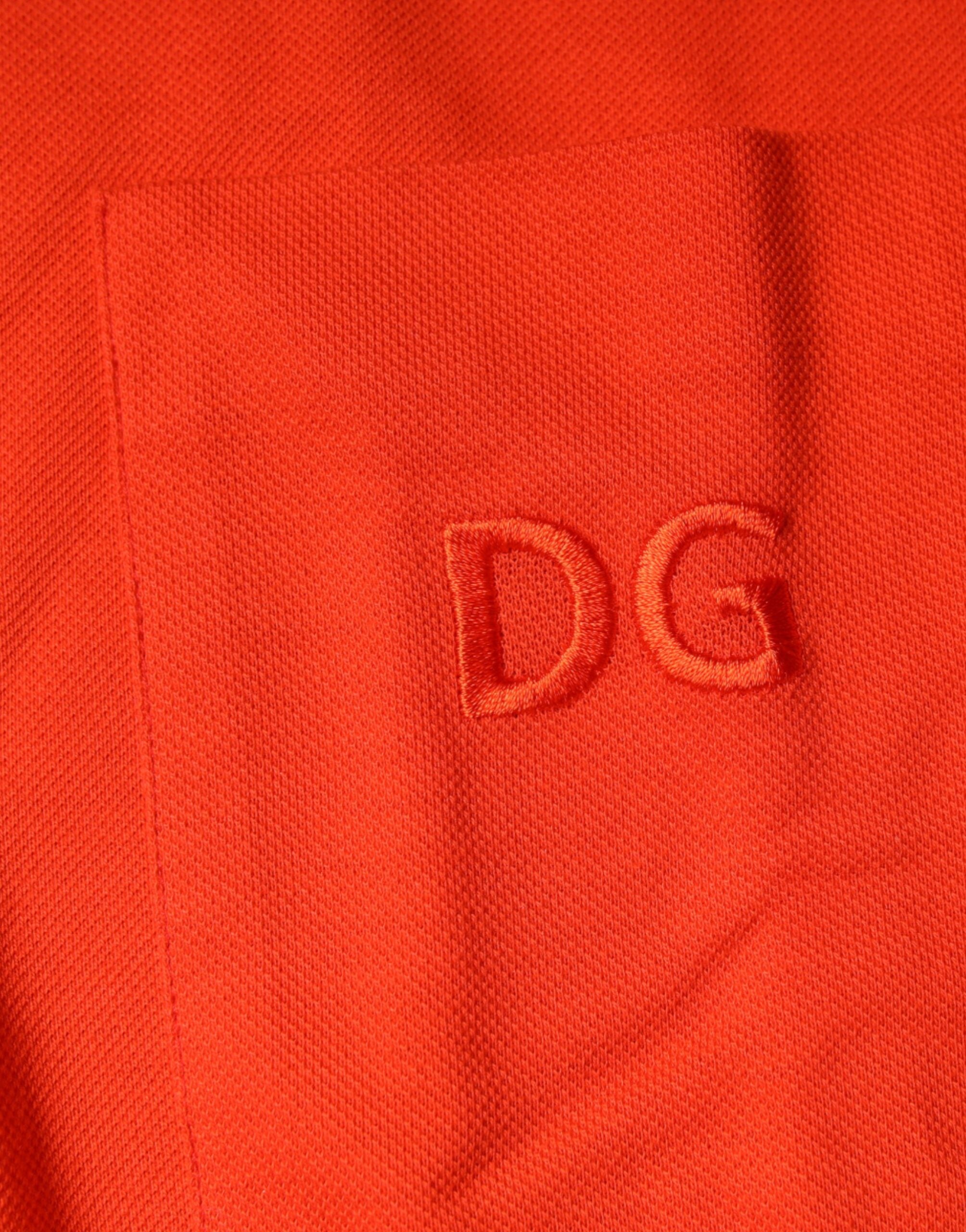 Dolce & Gabbana orange cotton button-front polo shirt